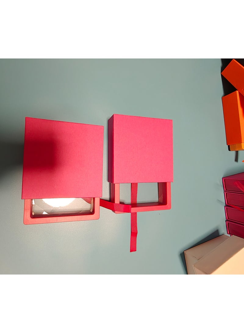 Jewelry Display Storage Box Set of 2 | Red PE Floating Transparent Case | Ring/Bracelet/Coin/Medal/Press-On Nails Showcase Box - Image 1