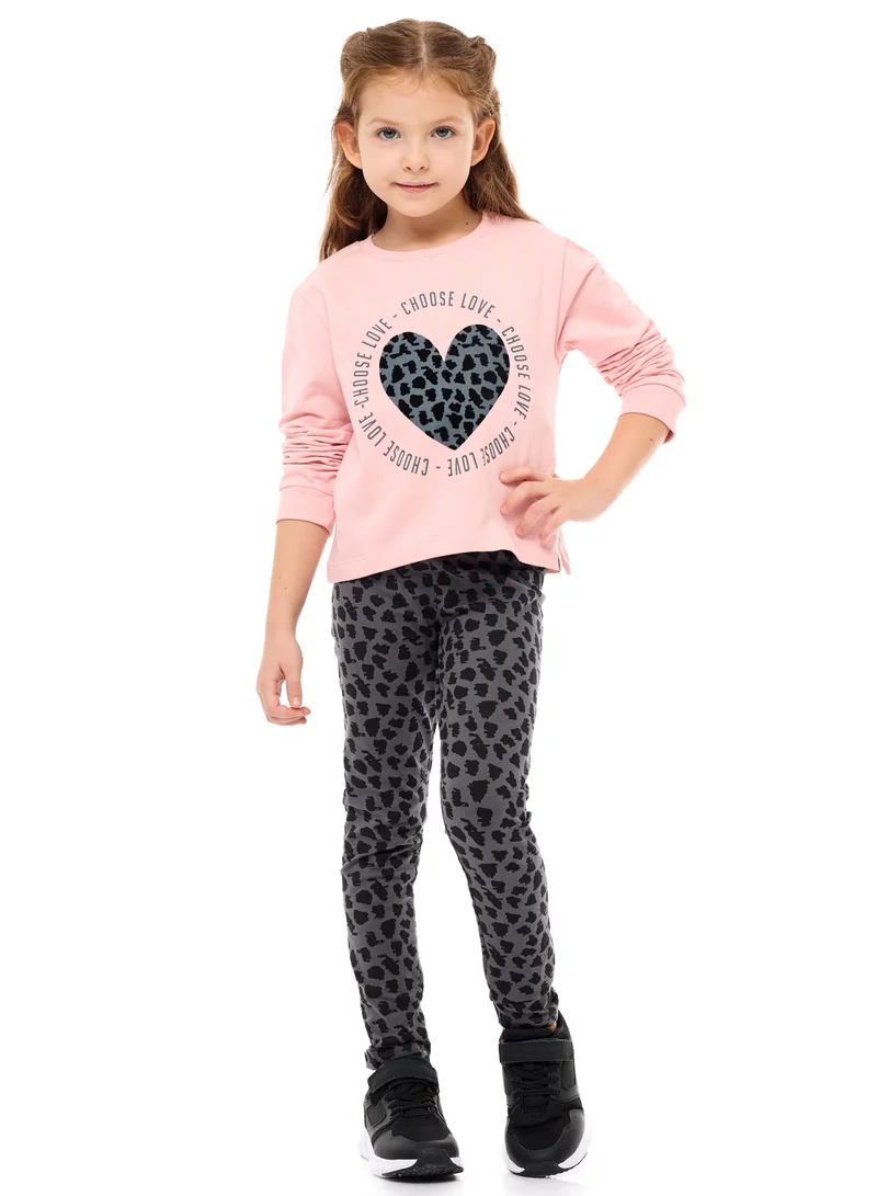 victor and jane Heart Printed Top With Matching Leggings