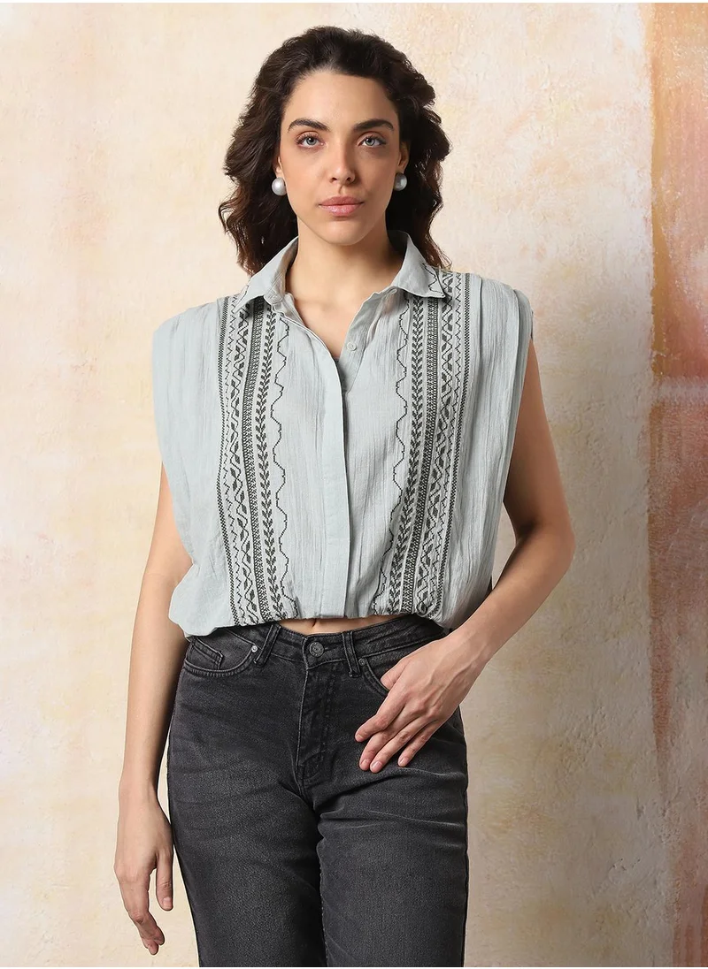 HIGH STAR Stay effortlessly stylish with this comfortable Multicolour Relaxed Fit Shirts Embroidered design crafted from 100% Cotton featuring Cap Sleeves with Button closure.