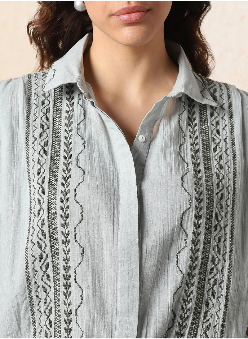 HIGH STAR Stay effortlessly stylish with this comfortable Multicolour Relaxed Fit Shirts Embroidered design crafted from 100% Cotton featuring Cap Sleeves with Button closure.