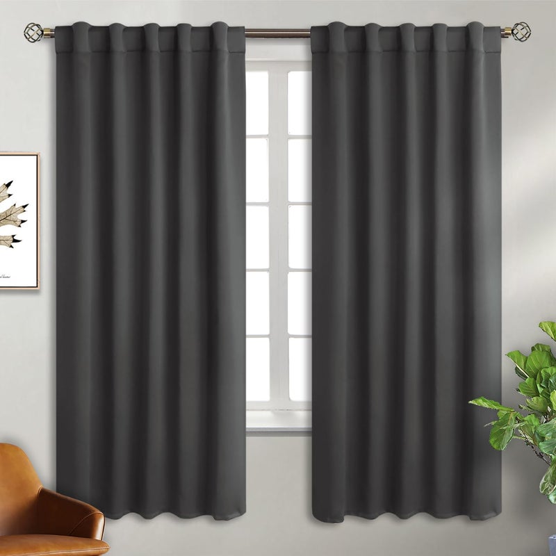 BGment Grey Curtains for Living Room 72 inch Length 2 Panels - Thermal Insulated Curtains for Bedroom Rod Pocket and Back Tab Room Darkening Curtains  42 x 72 Inch  Dark Grey - Image 1