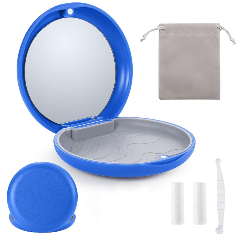 B Rush Premium Aligner Case Kit with Mirror, Portable Retainer Case for Invisalign Aligners, Night Guards, and Mouth Guards, with 2 Pcs Chewies, Aligner Removal Tool and Travel Bag (Blue) - Image 1