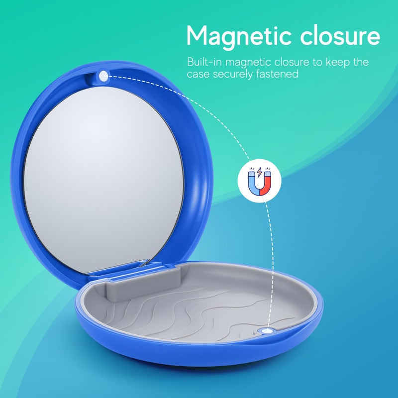 B Rush Premium Aligner Case Kit with Mirror, Portable Retainer Case for Invisalign Aligners, Night Guards, and Mouth Guards, with 2 Pcs Chewies, Aligner Removal Tool and Travel Bag (Blue) - Image 2