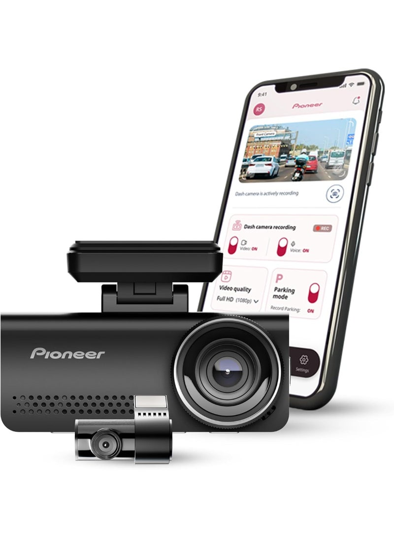 بايونير كاميرا لوحة القيادة VREC-Z820DC | كاميرا أمامية بدقة 4K، وكاميرا خلفية عالية الدقة | مستشعر STARVIS | رؤية ليلية بالذكاء الاصطناعي | شاشة 7.2 سم | تنبيهات ADAS | تسجيل GPS - Image 1