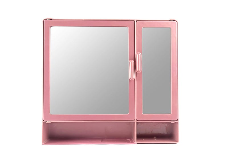 ZOOM Zoom Butterfly Double Mirror Bathroom Mirror Cabinet with Storage ChestShelves Shelf Double Door Bathroom Cabinet Plastic Closet 17x4x16 D Shelf Magenta  - Image 1