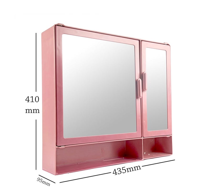 ZOOM Zoom Butterfly Double Mirror Bathroom Mirror Cabinet with Storage ChestShelves Shelf Double Door Bathroom Cabinet Plastic Closet 17x4x16 D Shelf Magenta  - Image 2