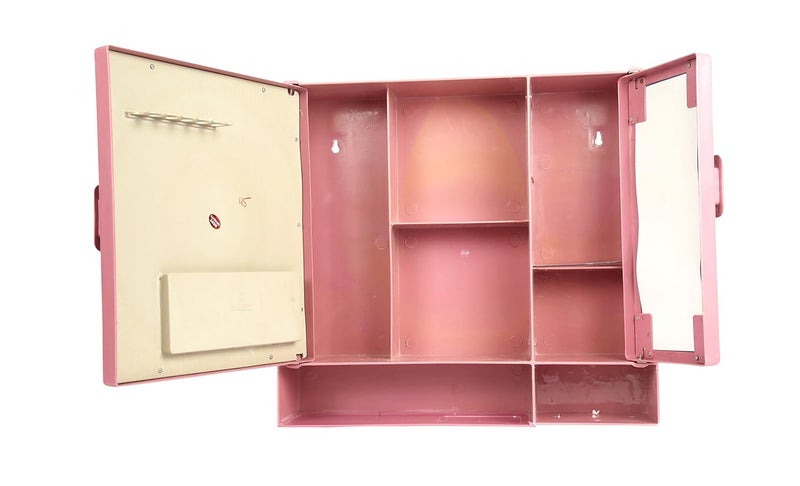 ZOOM Zoom Butterfly Double Mirror Bathroom Mirror Cabinet with Storage ChestShelves Shelf Double Door Bathroom Cabinet Plastic Closet 17x4x16 D Shelf Magenta  - Image 3