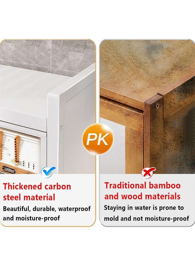 GoldenLike  أرفف تخزين المطبخ، رف تخزين رف الخبز ومحطة الميكروويف، رف تخزين من 5 طبقات، رف منظم للمطبخ، خزانة تخزين مقاومة للغبار مع أبواب وخطافات شفافة لغرفة المعيشة وغرفة النوم - Image 5