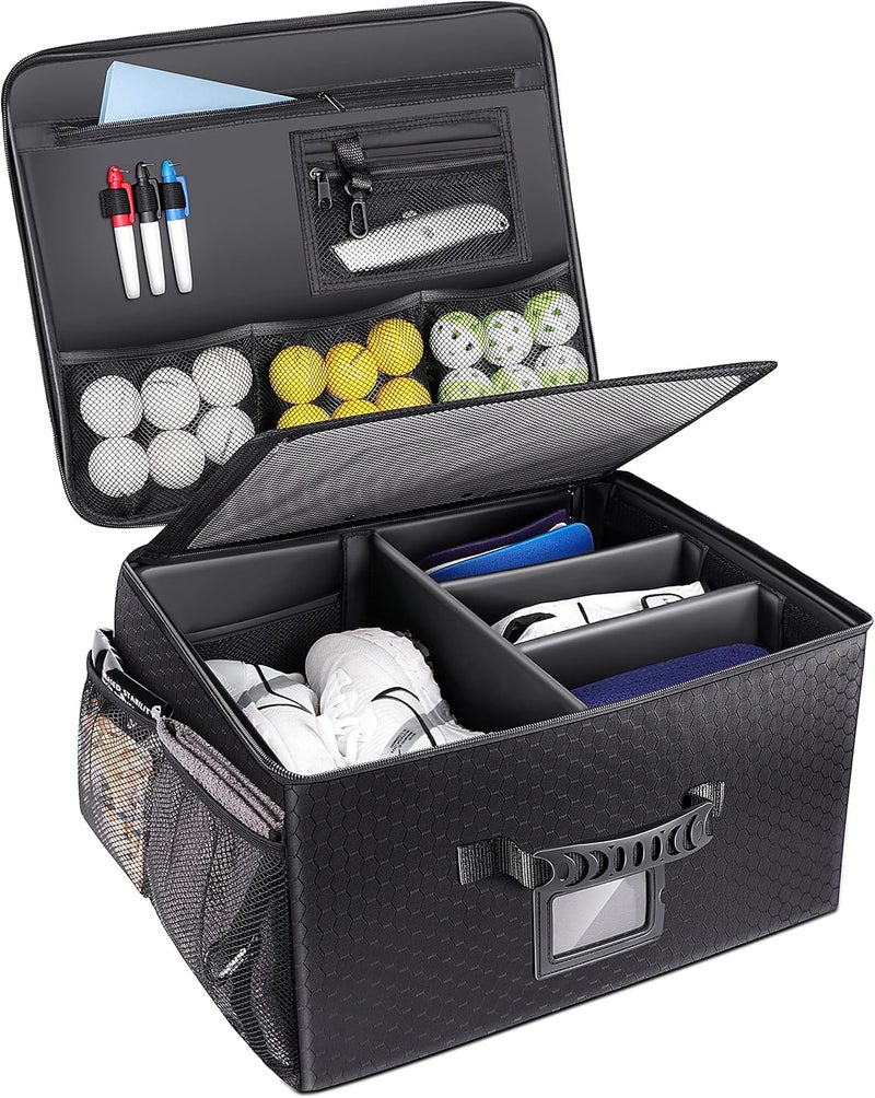 Champkey Golf Trunk Organizer Storage-Portable and Foldable Golf Travel Storage Locker Ideal for Travel Golf and Car Golf (Black) - Image 1