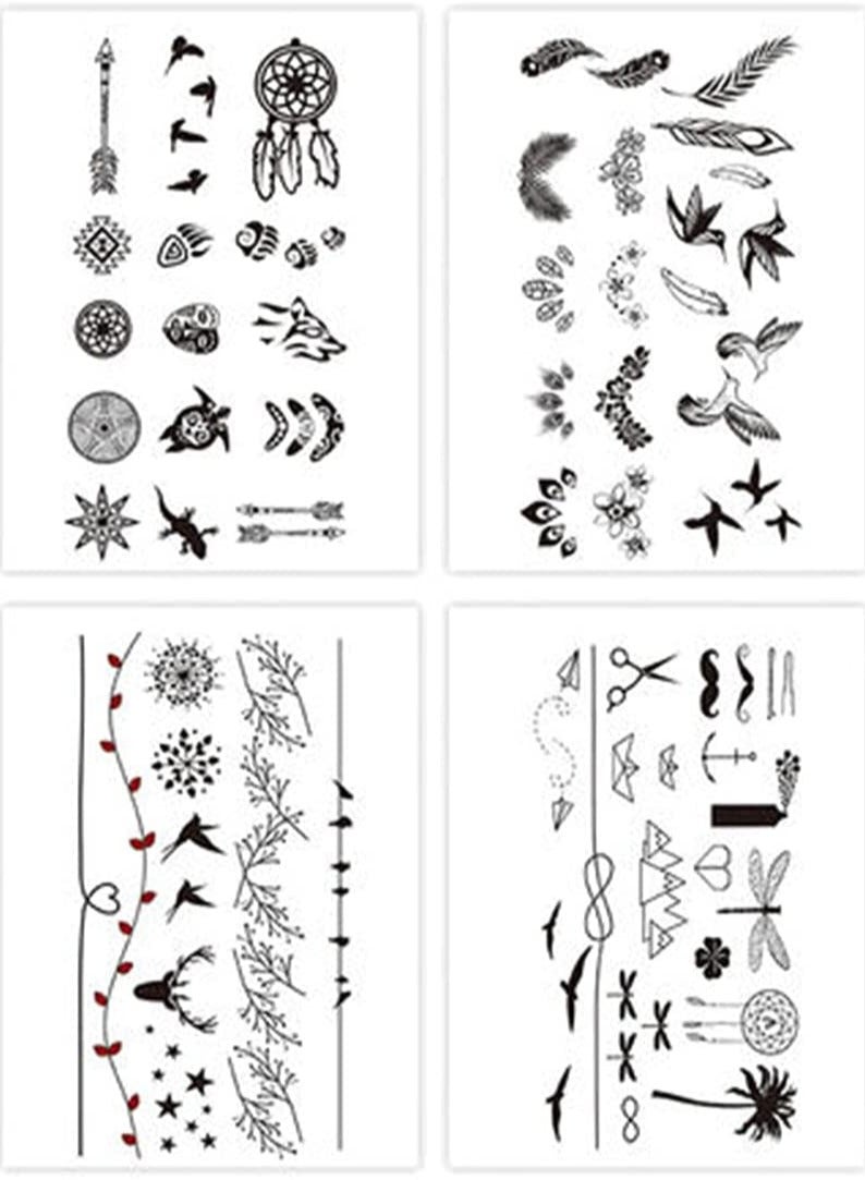 SYOSI 4 Sheets Simple Design Temporary Tattoo Sticker Set，Simple Tattoo Waterproof Fake Tattoo Stickers Unisex Tattoo Stickers Animal - Image 1