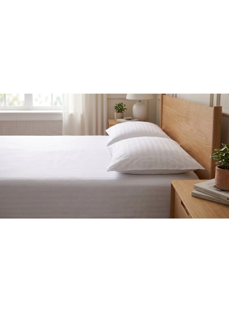 RISHAHOME 3 Pc White Stripe Flat Sheet Set — 220x240 cm, 2 Pillow Cases - Image 3