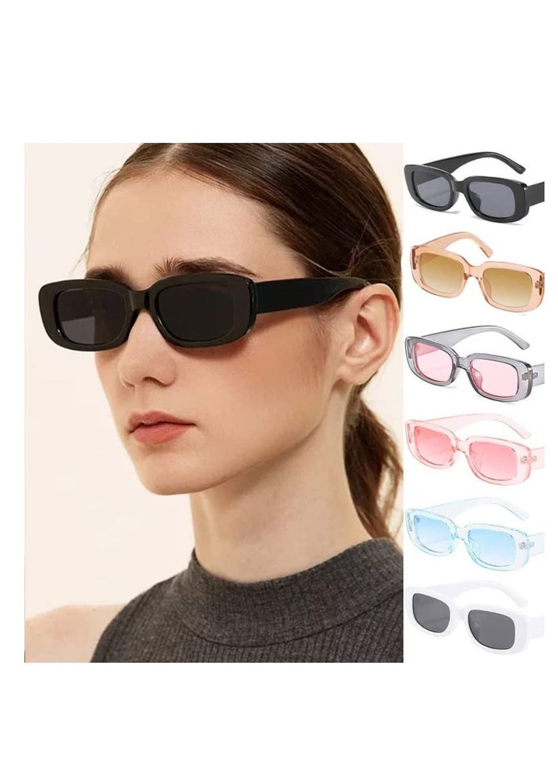 SYOSI Retro Rectangle Sunglasses Women and Men Vintage Small Square Sun Glasses Protection Glasse, UV400 Protection Glasse, Vintage Driving Glasses 90’s Fashion Narrow Square Frame - Image 4