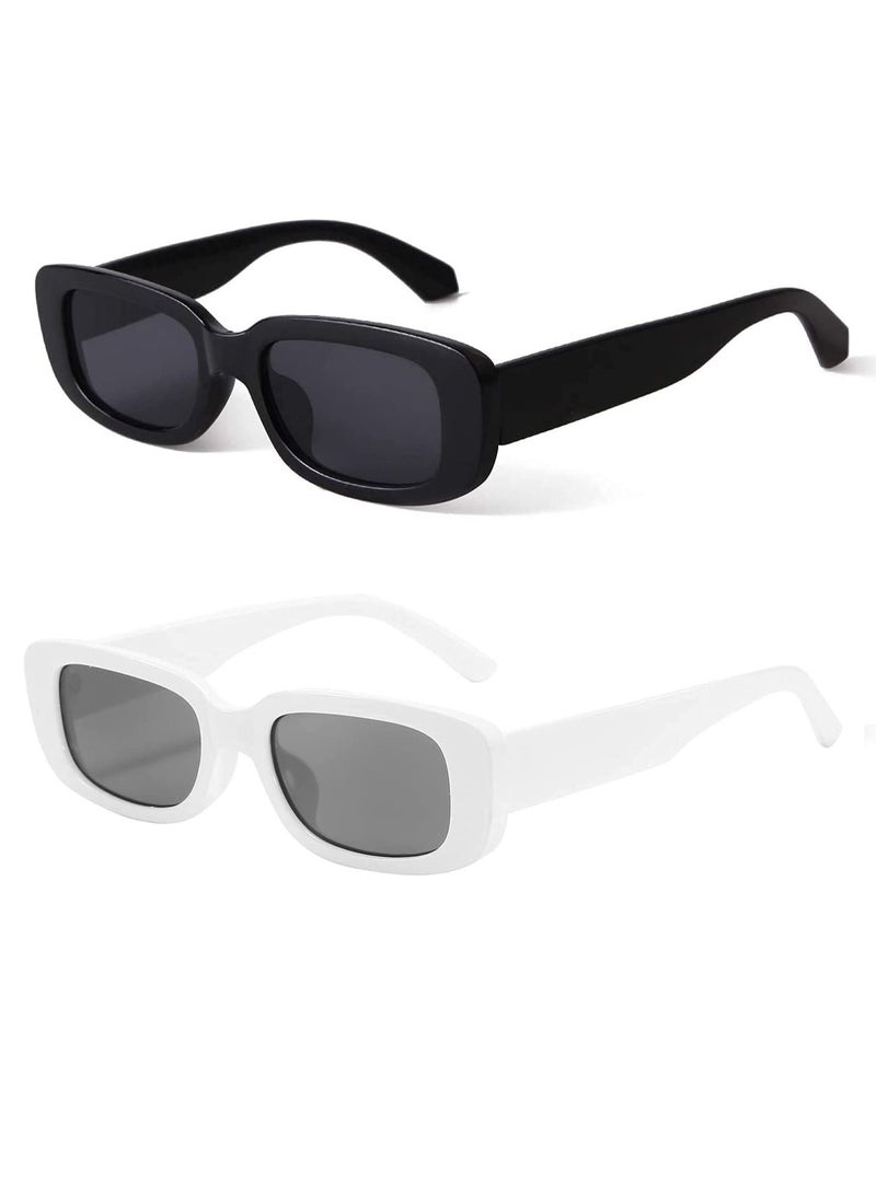 SYOSI Retro Rectangle Sunglasses Women and Men Vintage Small Square Sun Glasses Protection Glasse, UV400 Protection Glasse, Vintage Driving Glasses 90’s Fashion Narrow Square Frame - Image 1