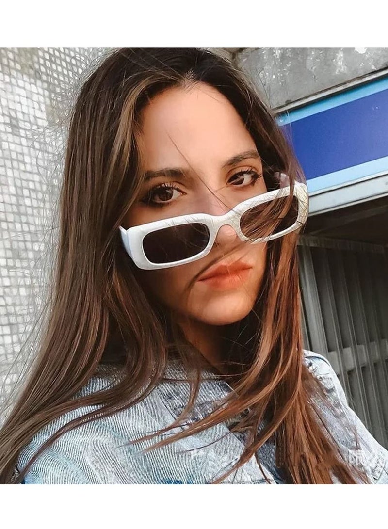 SYOSI Retro Rectangle Sunglasses Women and Men Vintage Small Square Sun Glasses Protection Glasse, UV400 Protection Glasse, Vintage Driving Glasses 90’s Fashion Narrow Square Frame - Image 3