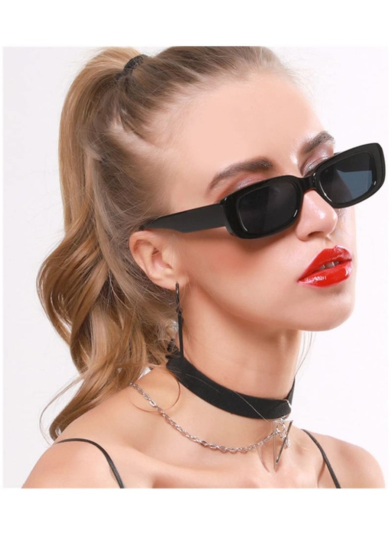 SYOSI Retro Rectangle Sunglasses Women and Men Vintage Small Square Sun Glasses Protection Glasse, UV400 Protection Glasse, Vintage Driving Glasses 90’s Fashion Narrow Square Frame - Image 2