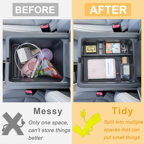 PIMCAR 2-Piece Center Console Organizer & Armrest Divider Set for 2023-2025 Honda Pilot, 2024-2026 Honda Passport/Ridgeline, Custom Fit Durable ABS Plastic Storage Tray - Image 4