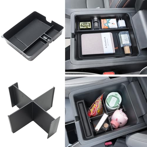 PIMCAR 2-Piece Center Console Organizer & Armrest Divider Set for 2023-2025 Honda Pilot, 2024-2026 Honda Passport/Ridgeline, Custom Fit Durable ABS Plastic Storage Tray - Image 1