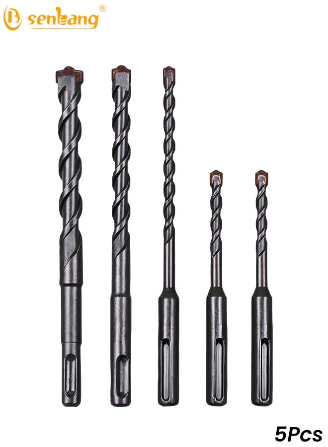 SENBANG 5Pcs SDS-Plus Rotary Hammer Drill Bit Set (5-6-8-10-12mm) for Concrete, Brick, Masonry & Block Drilling - High-Speed, Secure Shank, Quick Debris Removal - Durable Power Tool Accessor - Image 1