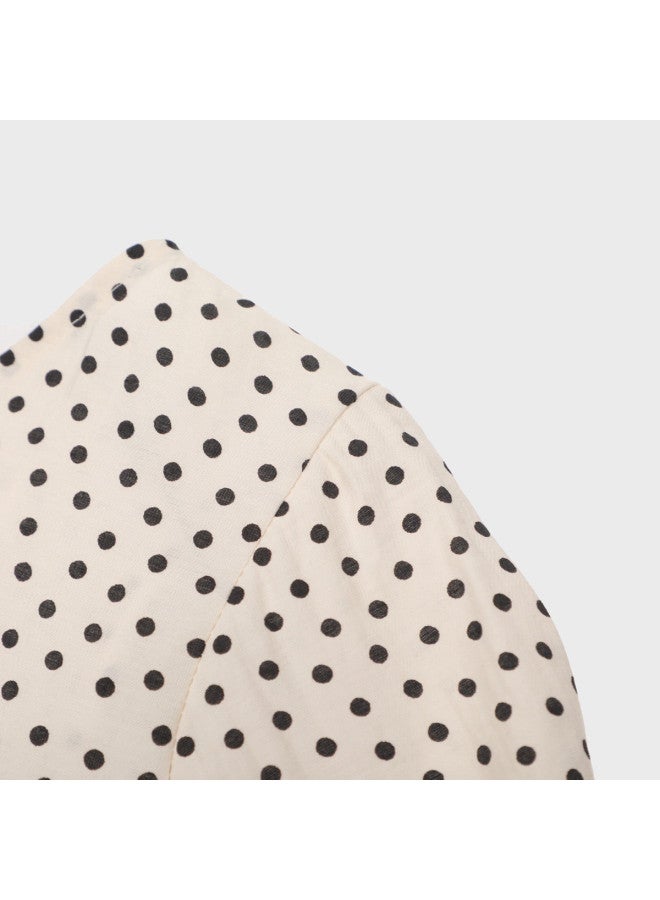 Zara Kids' Sweet And Stylish Fashionable Polka Dot Blouse With Irregular Lace - Image 5