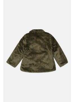 Nicole Miller Kids Girl Faux Fur Softshell Jacket, Moss Green  - Image 2