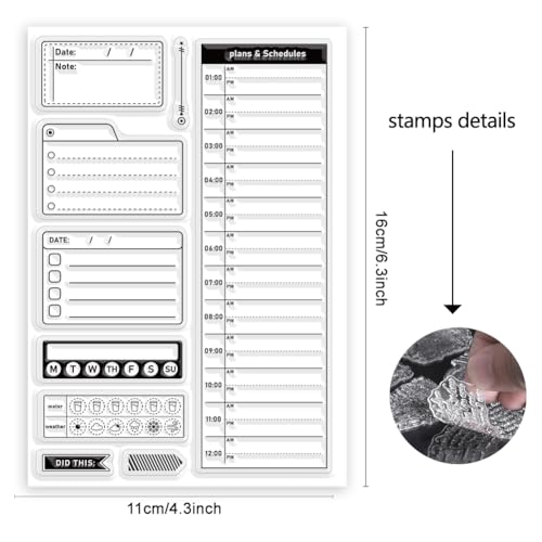 ORIGACH Plans and Schedules Clear Stamps Date Planning Silicone Stamps for Cards Making DIY Scrapbooking Photo Album Decoration, 6.3x4.3inch - Image 2