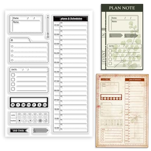 ORIGACH Plans and Schedules Clear Stamps Date Planning Silicone Stamps for Cards Making DIY Scrapbooking Photo Album Decoration, 6.3x4.3inch - Image 1