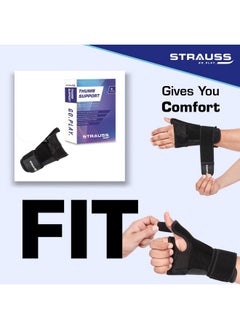 STRAUSS STRAUSS Thumb Support with Wrist Wrap | Thumb Support for Pain Relief, Sprains, Strains, Tendonitis, Soft Tissue Injuries, Carpal Tunnel & Trigger Thumb Immobilizer | Universal Size ,[Fits for Both Hands](Black)  - Image 3