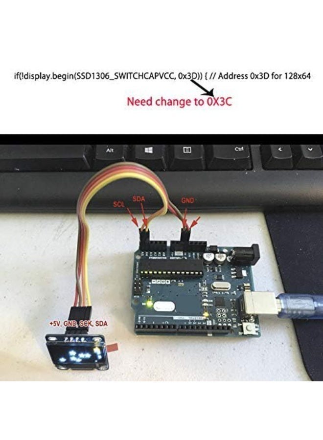 Chabeia 1 Pcs 0.96 Inch OLED I2C IIC Display Module, 128x64 Pixel SSD1315 Mini Self-Luminous, OLED Screen Board Compatible with Arduino (Blue) - Image 5