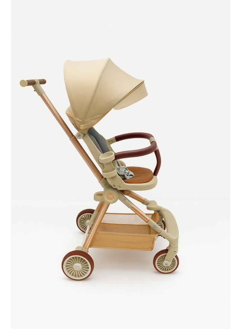 ضحكة  عربة أطفال فاخرة 3 في 1 - خفيفة الوزن، مقعد بوجهين، قابلة للطي بيد واحدة - نظام سفر للمواليد والأطفال - Image 4