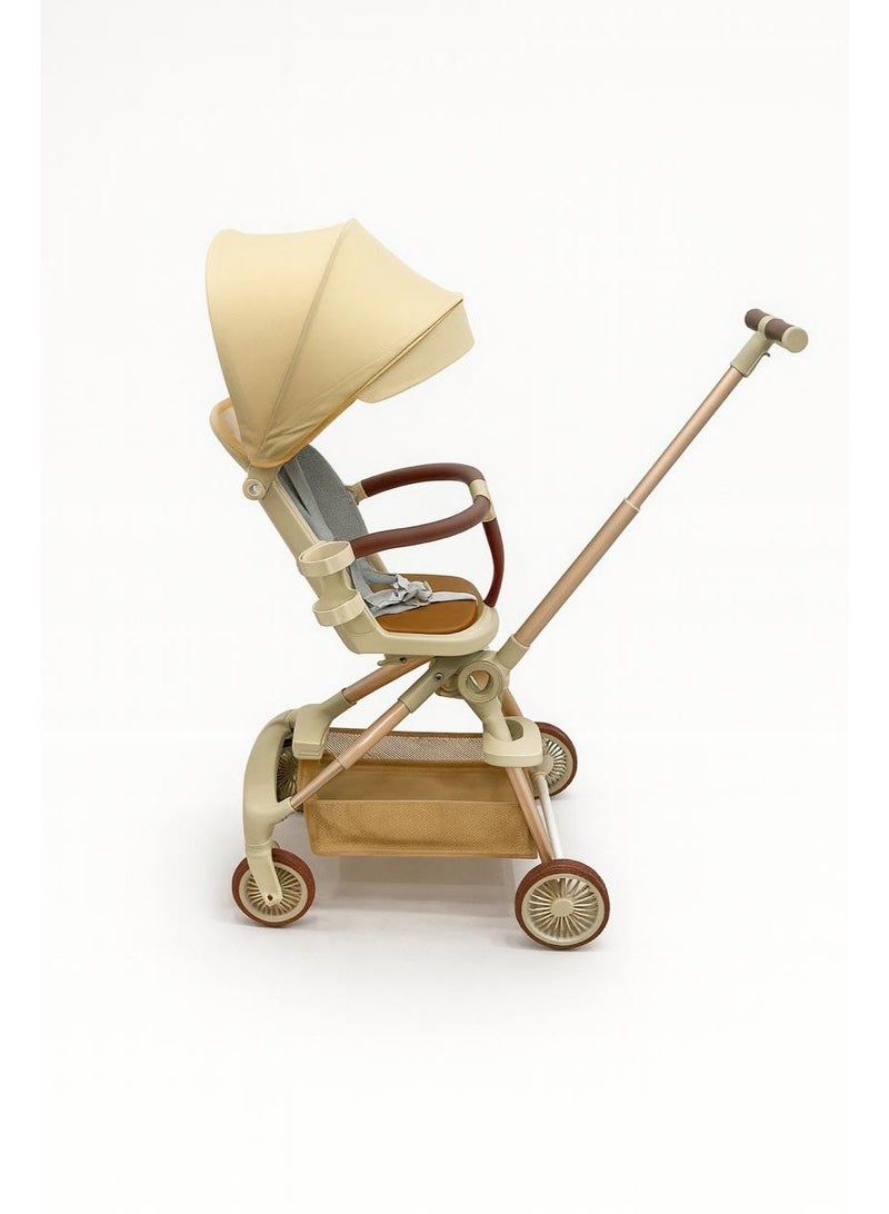 ضحكة  عربة أطفال فاخرة 3 في 1 - خفيفة الوزن، مقعد بوجهين، قابلة للطي بيد واحدة - نظام سفر للمواليد والأطفال - Image 4