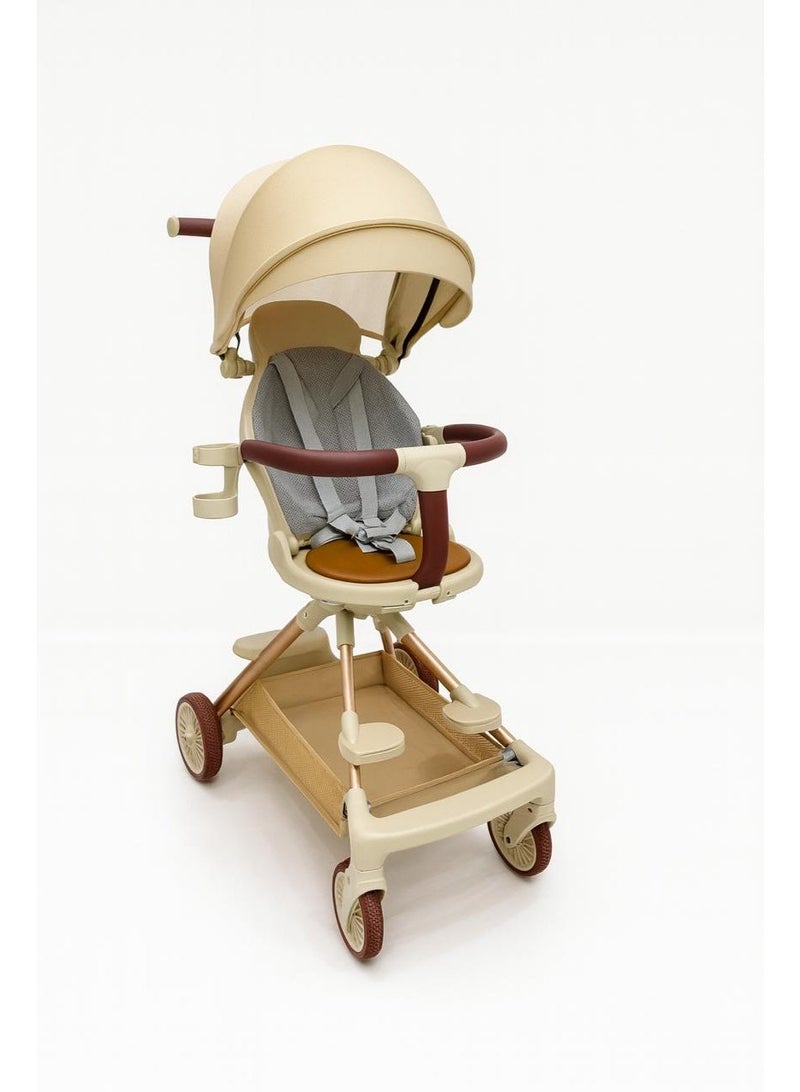 ضحكة  عربة أطفال فاخرة 3 في 1 - خفيفة الوزن، مقعد بوجهين، قابلة للطي بيد واحدة - نظام سفر للمواليد والأطفال - Image 1