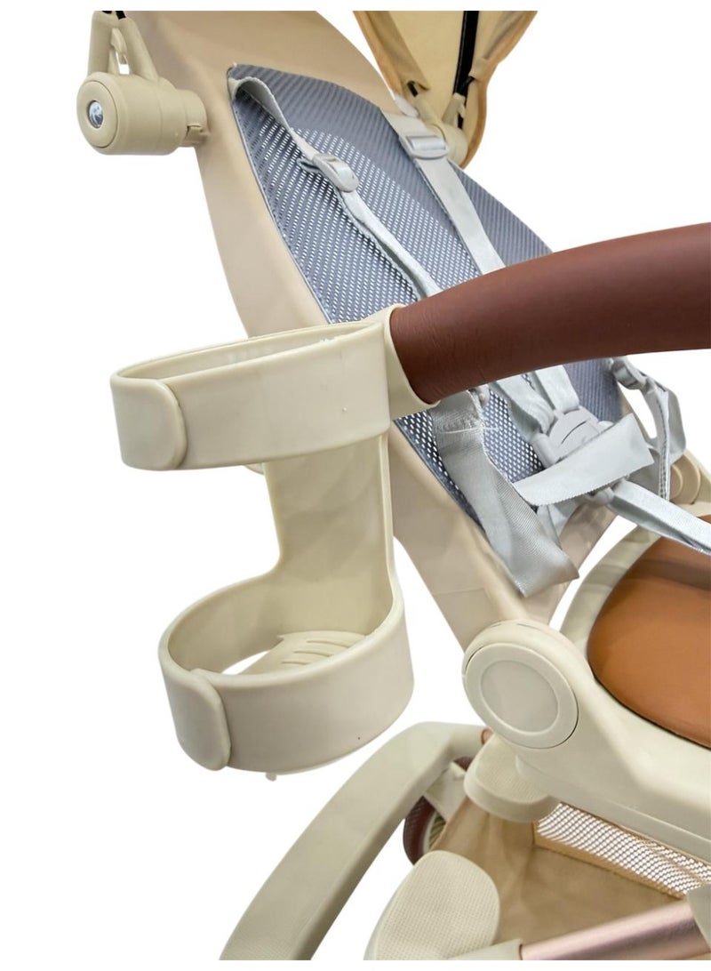 ضحكة  عربة أطفال فاخرة 3 في 1 - خفيفة الوزن، مقعد بوجهين، قابلة للطي بيد واحدة - نظام سفر للمواليد والأطفال - Image 5