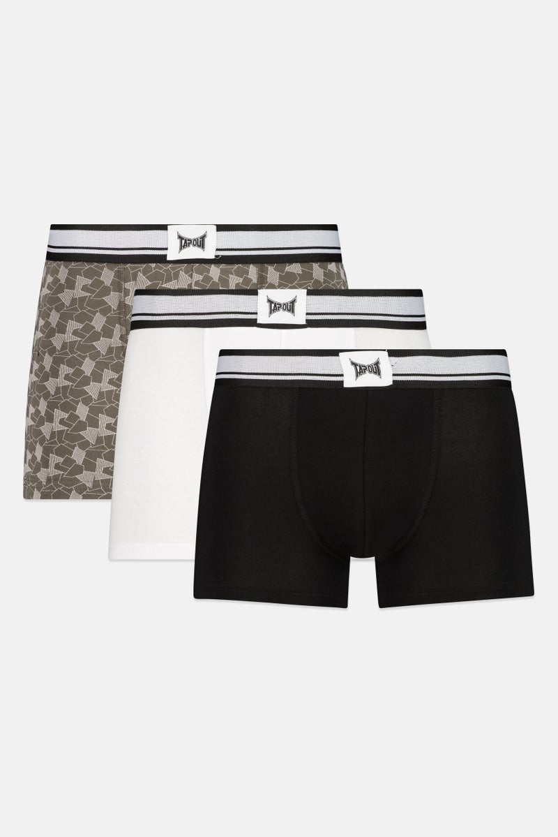 TapouT Men 3 Pieces Brand Logo Boxers, Multicolor - Image 1