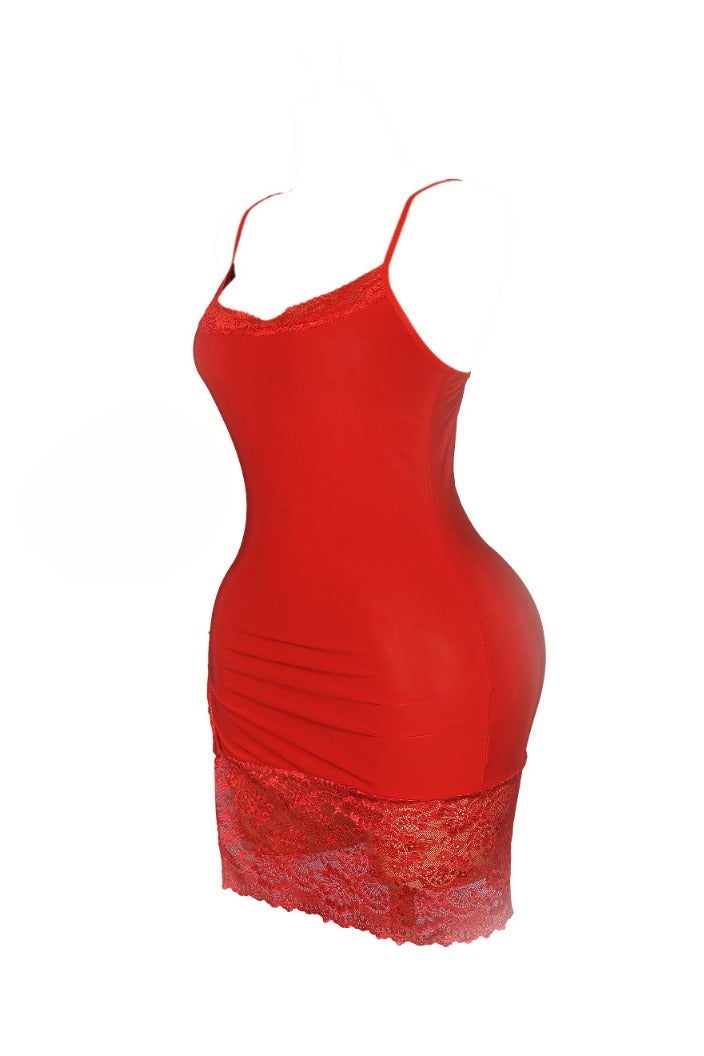 WARD women's dress Elegant short  with a side slit and lace on the edges - Image 2