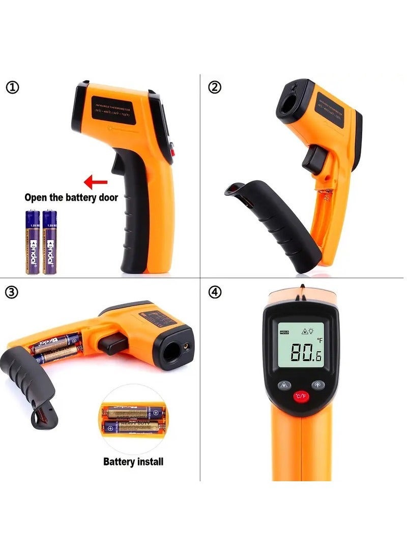 Infrared Thermometer Gun, Laser Thermometer for Cooking, Pizza Oven, Griddle, Engine, HVAC, Laser Temperature Gun with Adjustable Emissivity & Max Measure -50℃~400℃ (Not for Human) - Image 3