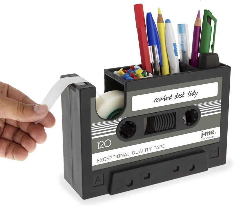 Milcraft Cassette Tape Dispenser Pen Holder Vase Pencil Pot Stationery Desk Tidy Container Office Stationery Supplier Gift-onepalace (Black) - Image 3