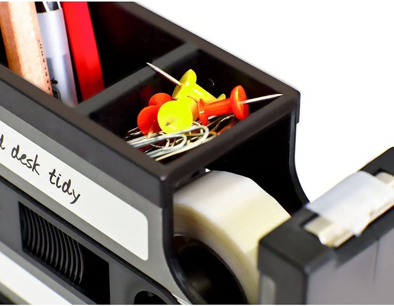 Milcraft Cassette Tape Dispenser Pen Holder Vase Pencil Pot Stationery Desk Tidy Container Office Stationery Supplier Gift-onepalace (Black) - Image 2
