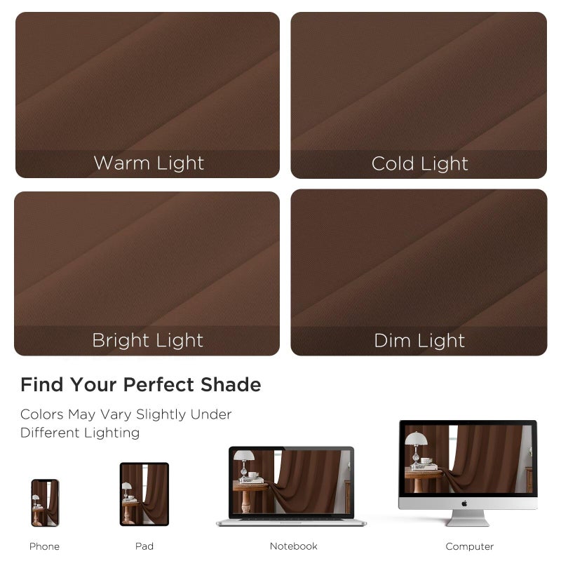 CUCRAF Brown Blackout Curtains 84 inch Length 2 Panels Set, Rod Pocket Room Darkening Drapes for Bedroom Living Room, Insulated Thermal Light Blocking Window Curtain (W52 x L84 Inch) - Image 4