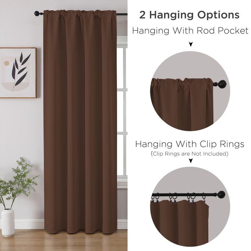 CUCRAF Brown Blackout Curtains 84 inch Length 2 Panels Set, Rod Pocket Room Darkening Drapes for Bedroom Living Room, Insulated Thermal Light Blocking Window Curtain (W52 x L84 Inch) - Image 3
