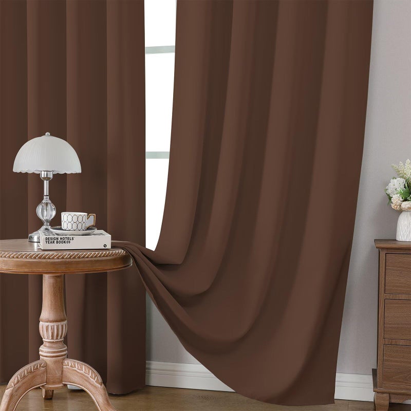 CUCRAF Brown Blackout Curtains 84 inch Length 2 Panels Set, Rod Pocket Room Darkening Drapes for Bedroom Living Room, Insulated Thermal Light Blocking Window Curtain (W52 x L84 Inch) - Image 5
