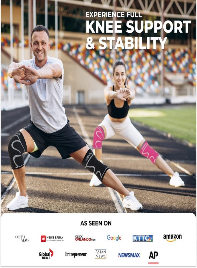 Modvel 2 Pack Knee Brace for Women & Men - Workout Knees Compression Sleeve for Knee Pain Relief Joint Support for ACL, Arthritis, Meniscus Tear Knees Brace for Sports, Rodilleras para Gym Fitness - Image 2
