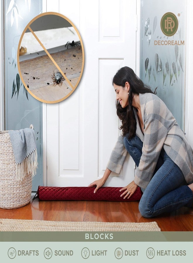 DECOREALM Decorative Door Draft Stopper - Heavy Duty, Fabric, Red, 3.5 lbs, 36” - Air, Light, and Smoke Blocker for Home Windows - Image 2