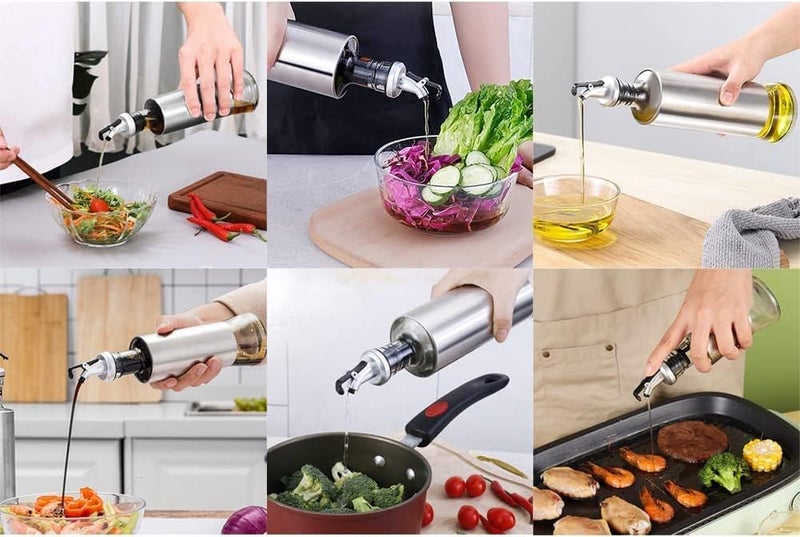 TADRUP 500 ml Leakproof Glass Cooking Oil Dispenser With Stainless Steel Cover For Kitchen Uses Pack of 1 - Image 3