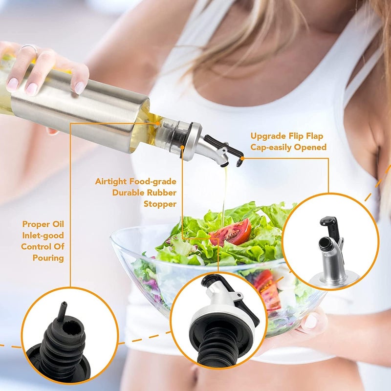 TADRUP 500 ml Leakproof Glass Cooking Oil Dispenser With Stainless Steel Cover For Kitchen Uses Pack of 1 - Image 4