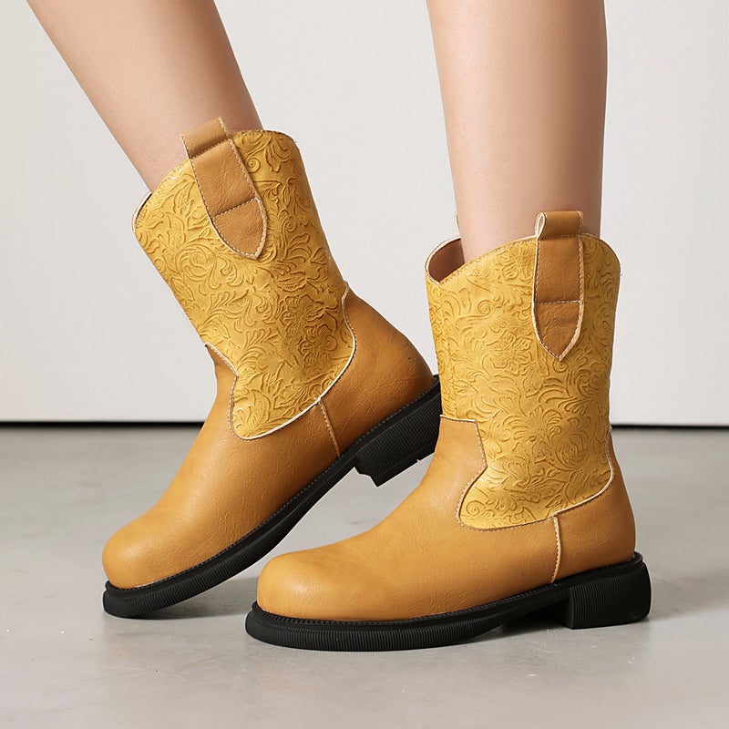 2024 Wish Casual Low-Heeled Western Boots 40-43 Round Head One Pedal Low-Heeled Women'S Boots - Image 2