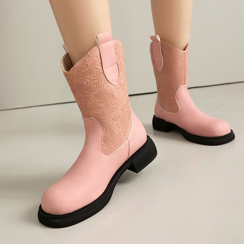 2024 Wish Casual Low-Heeled Western Boots 40-43 Round Head One Pedal Low-Heeled Women'S Boots - Image 3