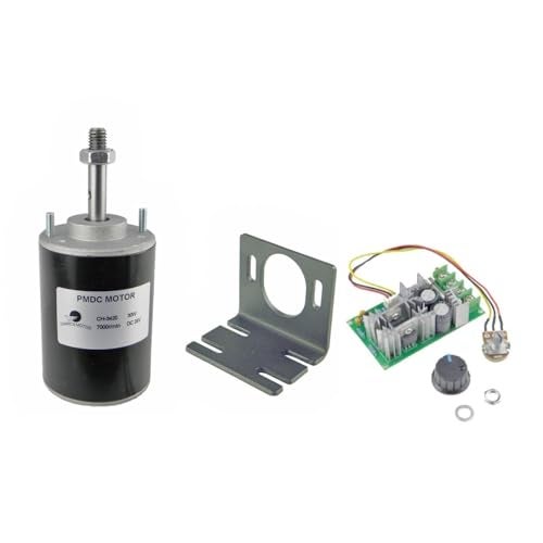 CHANCS 30W Permanent Magnet DC Motor CH-3420 24V 7000RPM CW/CCW Reversible Electric Gear Motor High Speed Low Noise with 20A PWM DC Motor Speed Controller with Bracket - Image 1