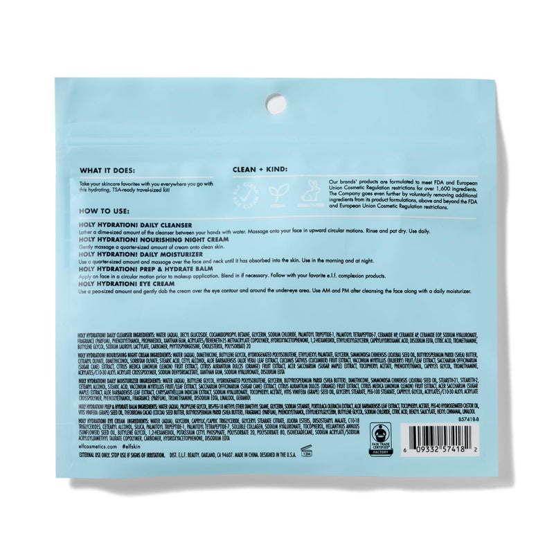 elf e.l.f. SKIN Holy Hydration! Jet Set Hydration Kit, Travel Friendly Hydrating Skincare Set, Face Cleanser, Balm, Moisturizer, Eye Cream & Night Cream, Vegan & Cruelty-Free - Image 3