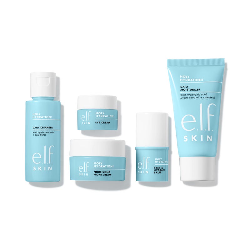 elf e.l.f. SKIN Holy Hydration! Jet Set Hydration Kit, Travel Friendly Hydrating Skincare Set, Face Cleanser, Balm, Moisturizer, Eye Cream & Night Cream, Vegan & Cruelty-Free - Image 2