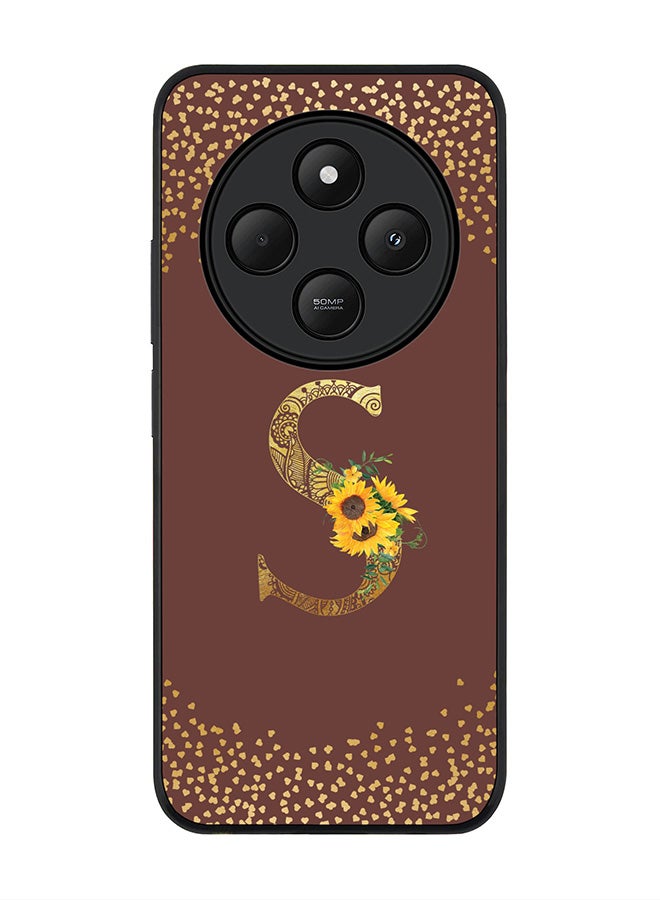 Stylizedd For Xiaomi Poco C75 Case,Slim fit Camera Protection, Shockproof Thin Phone cover - Custom Floral Monogram - S (Brown ) - Image 1
